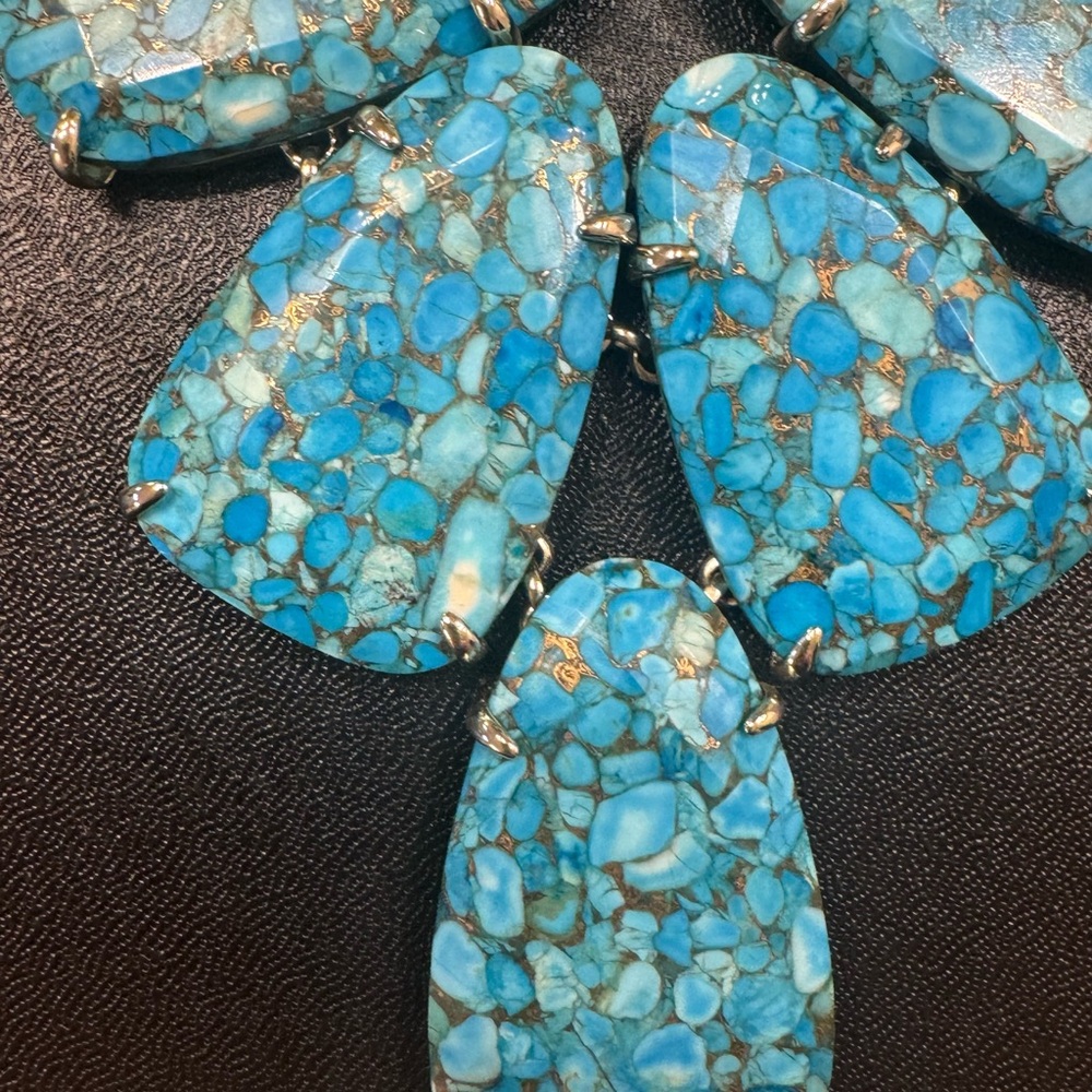 Kendra Scott Harlow Gold Statement Necklace In Bronze Veined Turquoise - Picture 2 of 6